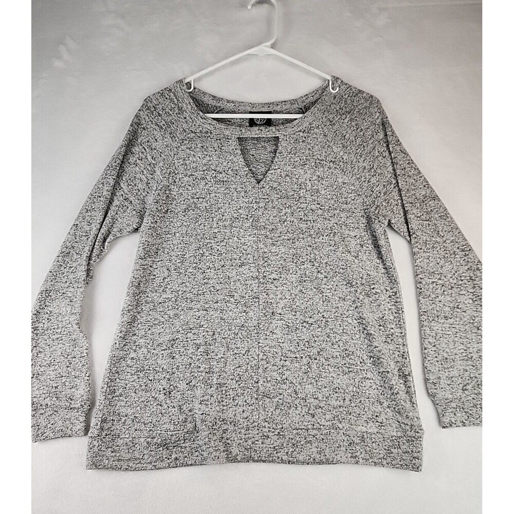 Bobeau Womenāsā Lightweight Sweater Pullover Heather Gray Keyhole S
